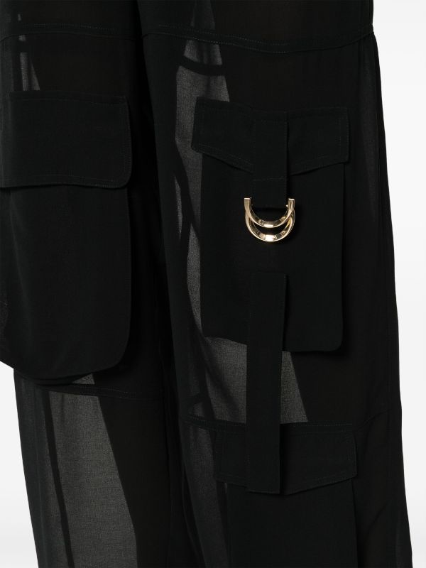 PINKO cargo-pocket semi-sheer Palazzo Trousers - Farfetch