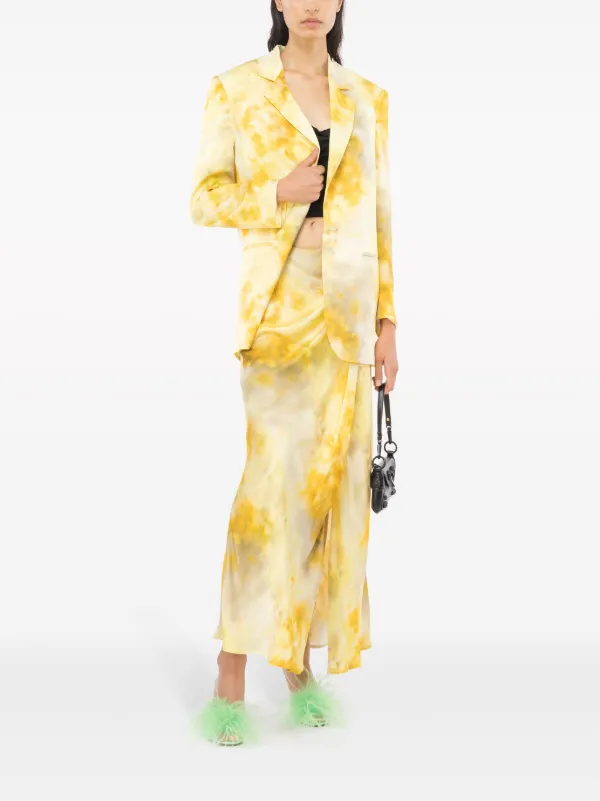 PINKO abstract-print Draped Skirt | Yellow | FARFETCH