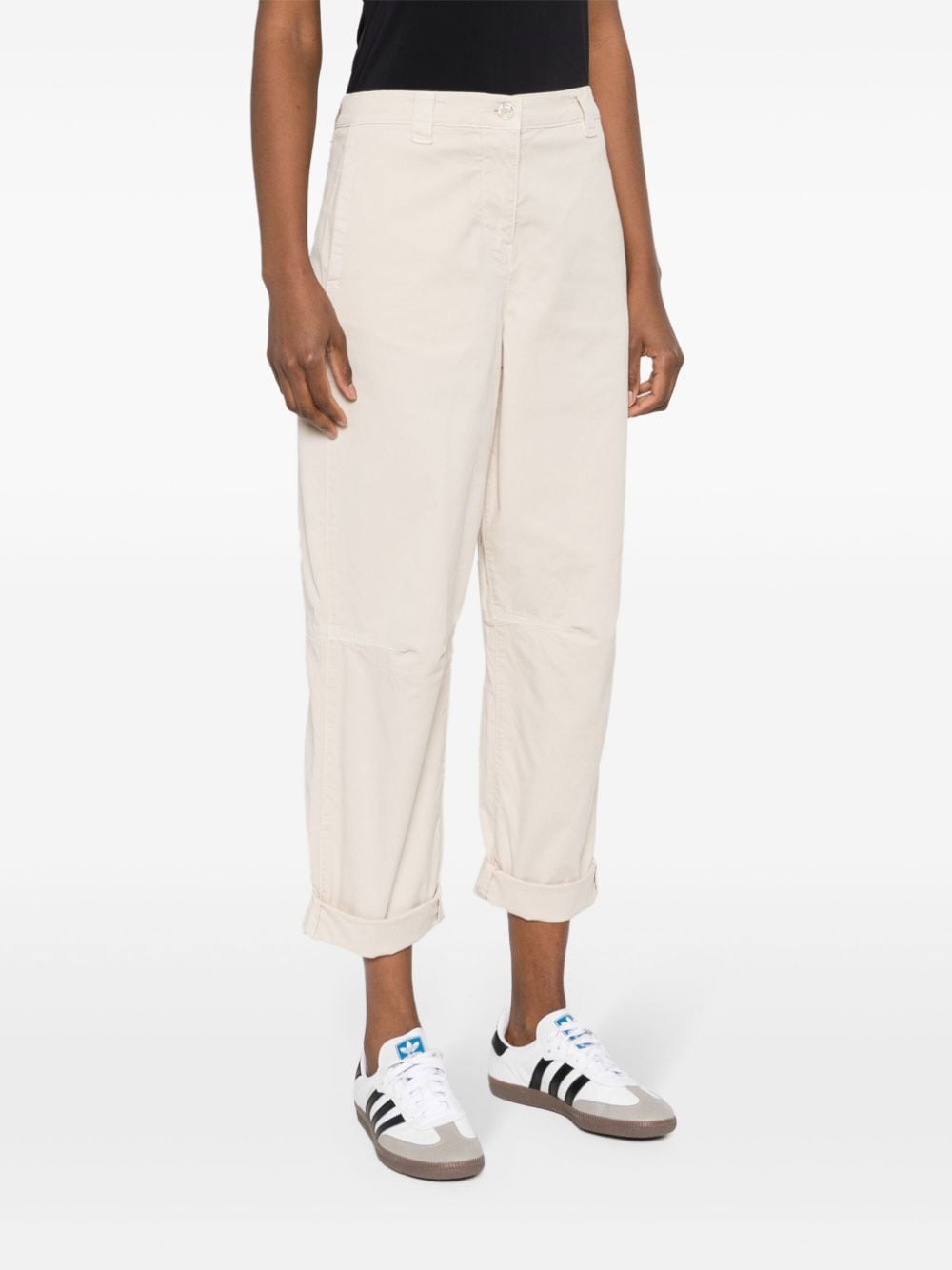Shop Pinko High-waist Cropped Trousers In Neutrals