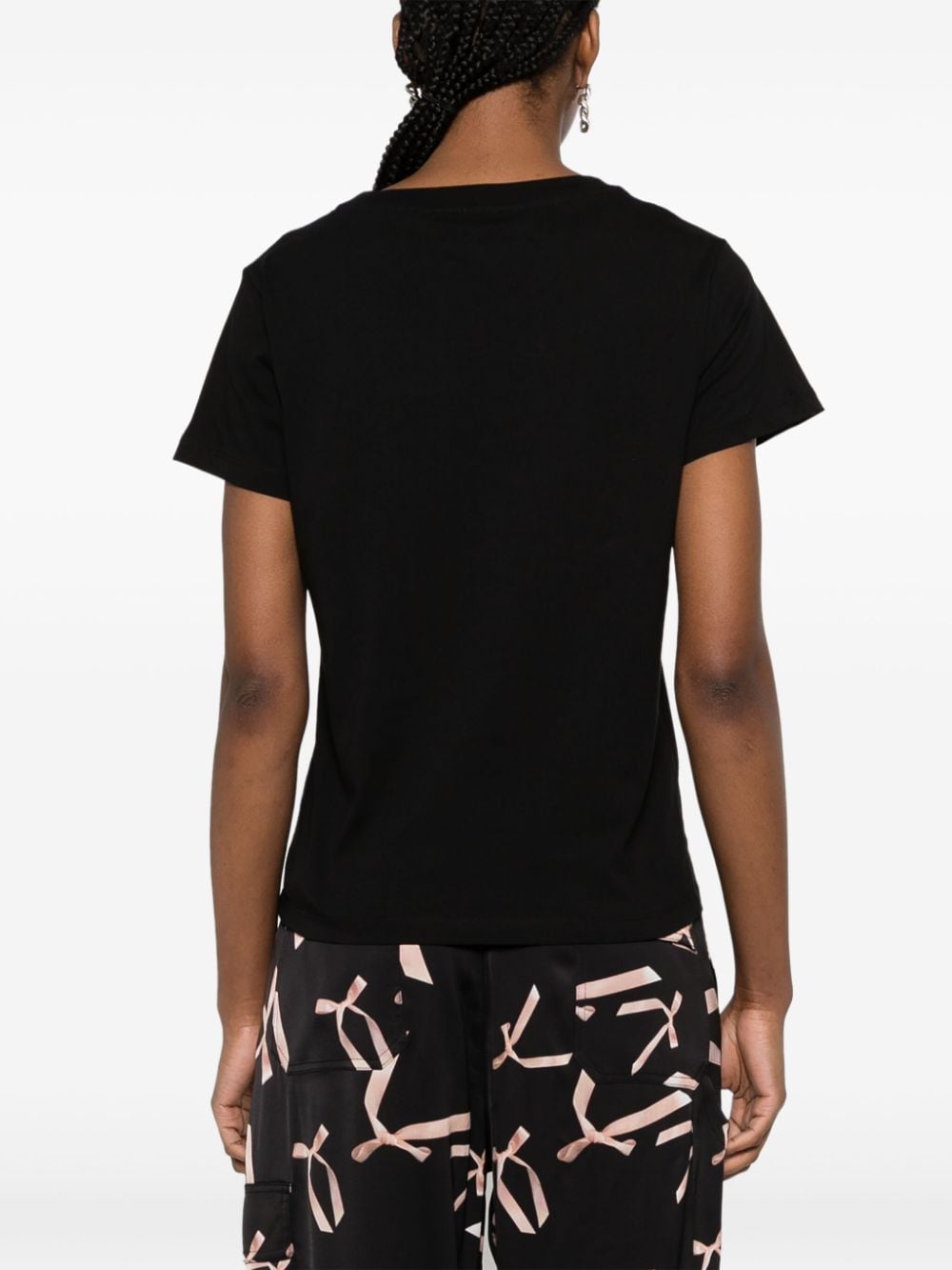 Shop Pinko Logo-print Cotton T-shirt In Black