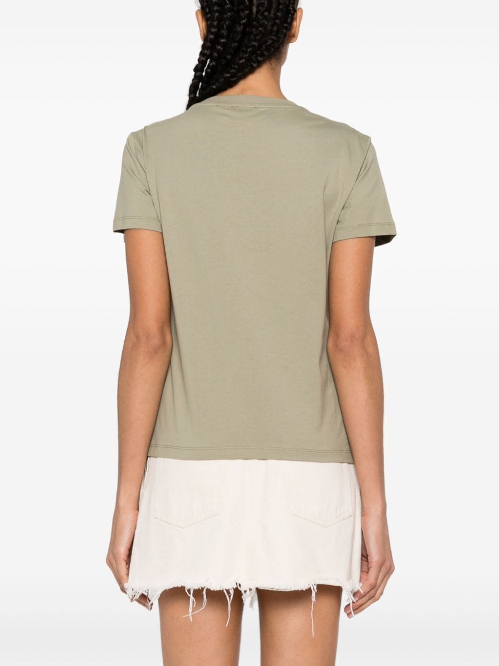 Shop Pinko Rhinestone-embellished Cotton T-shirt In Green