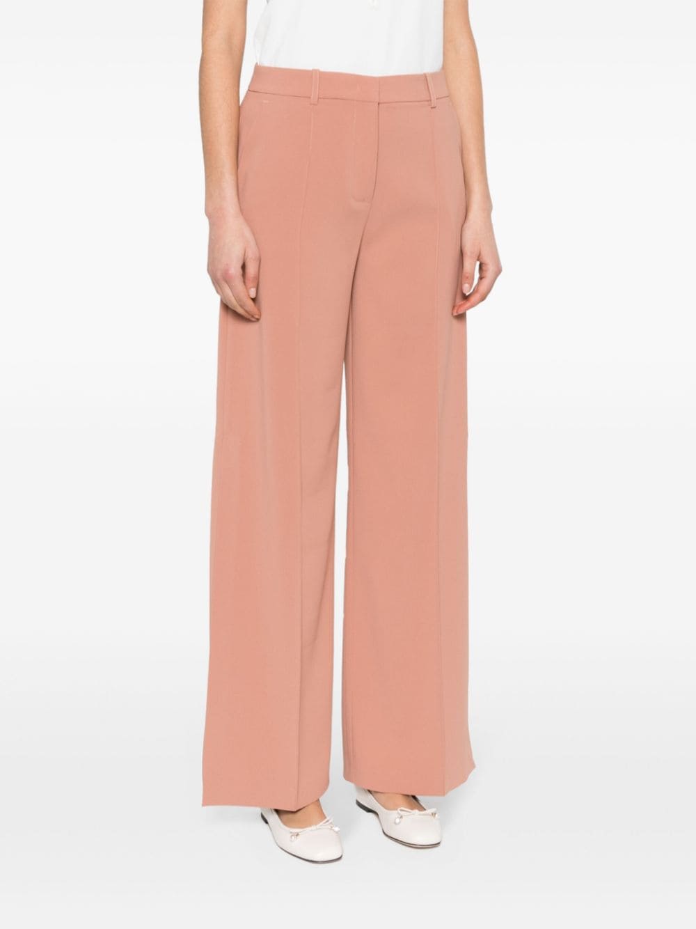 Shop Pinko Side Slits Wide-leg Trousers In Brown