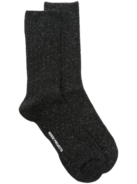 Norse Projects speckled-knit branded-footbed socks