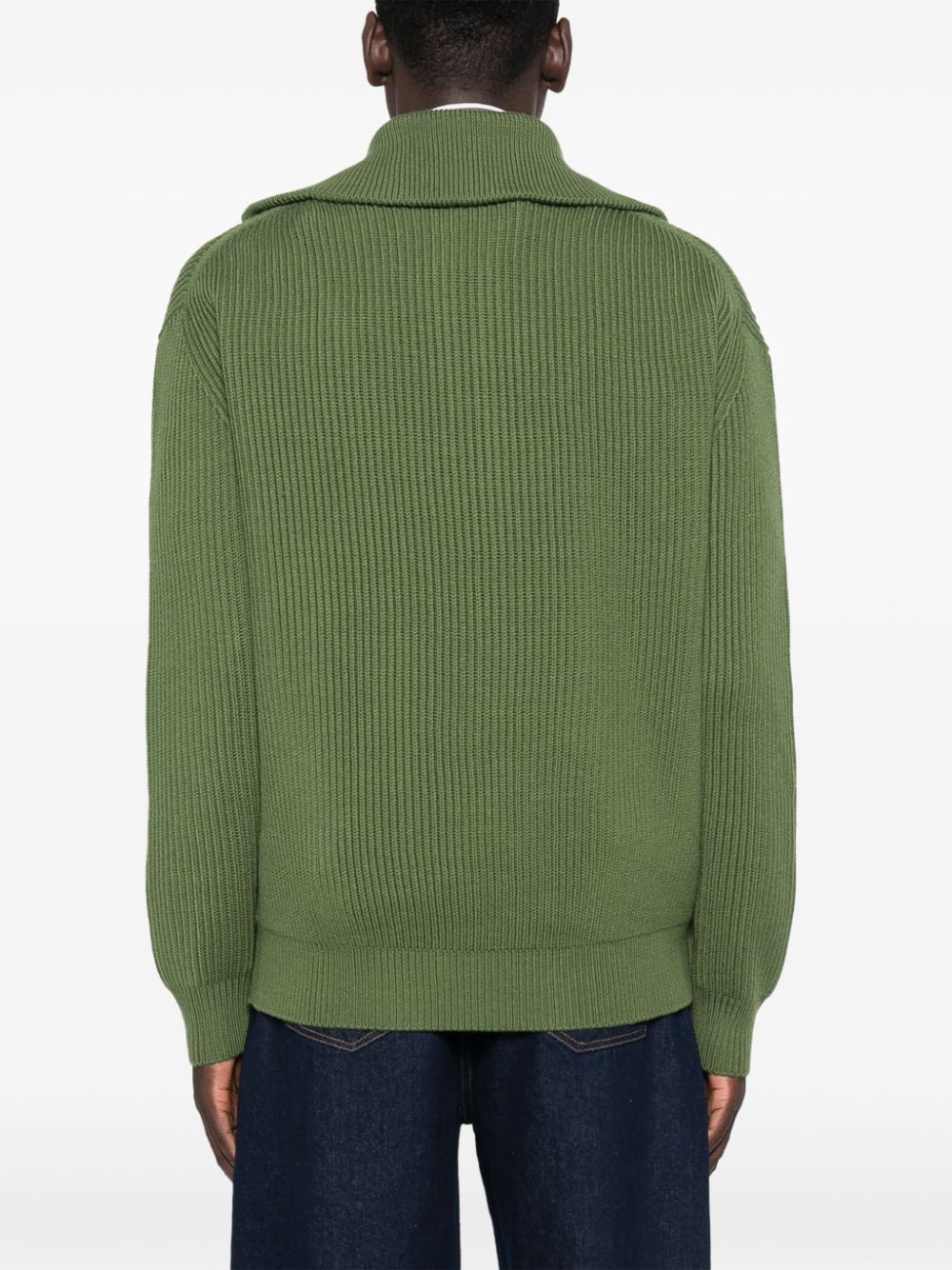 Shop Drôle De Monsieur Ribbed-knit Merino Jumper In Grün