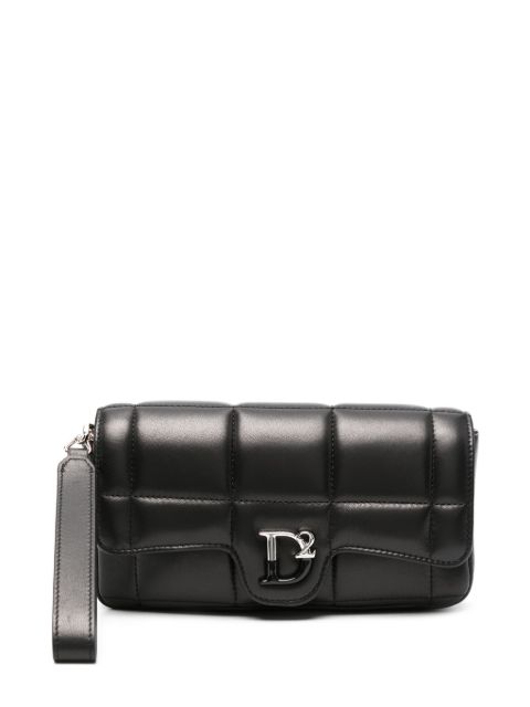 DSQUARED2 logo-plaque leather clutch bag Women