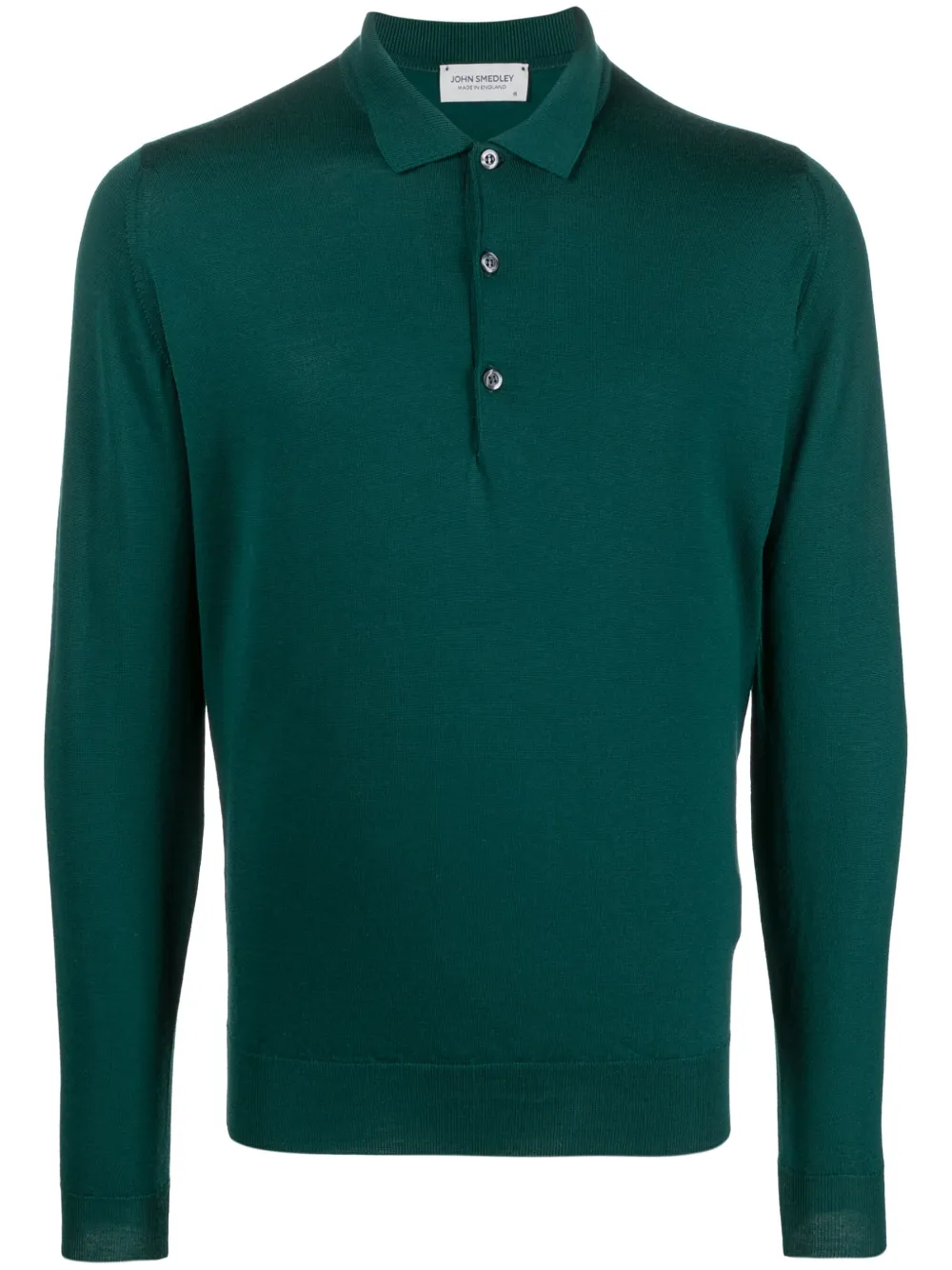 John Smedley fine-knit merino polo shirt | Green | Image 1