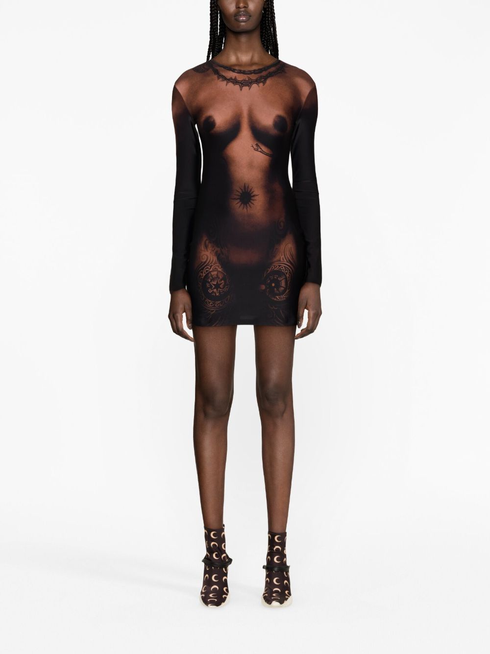 Jean Paul Gaultier Mini-jurk met grafische print - Beige