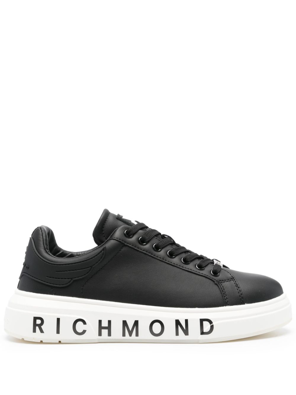 John Richmond logo-print leather sneakers - Black