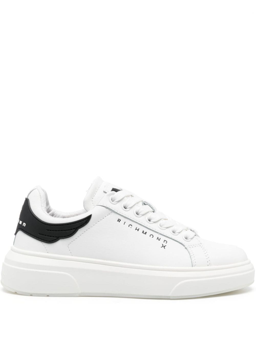 Shop John Richmond Logo-debossed Leather Sneakers In White