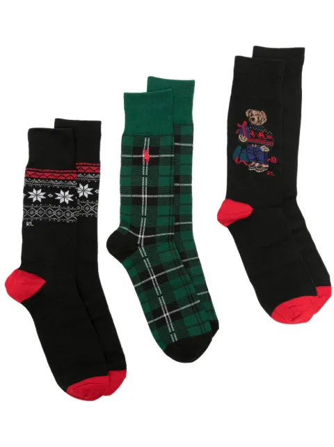 Polo Ralph Lauren mix-print sock pack (pack of three)