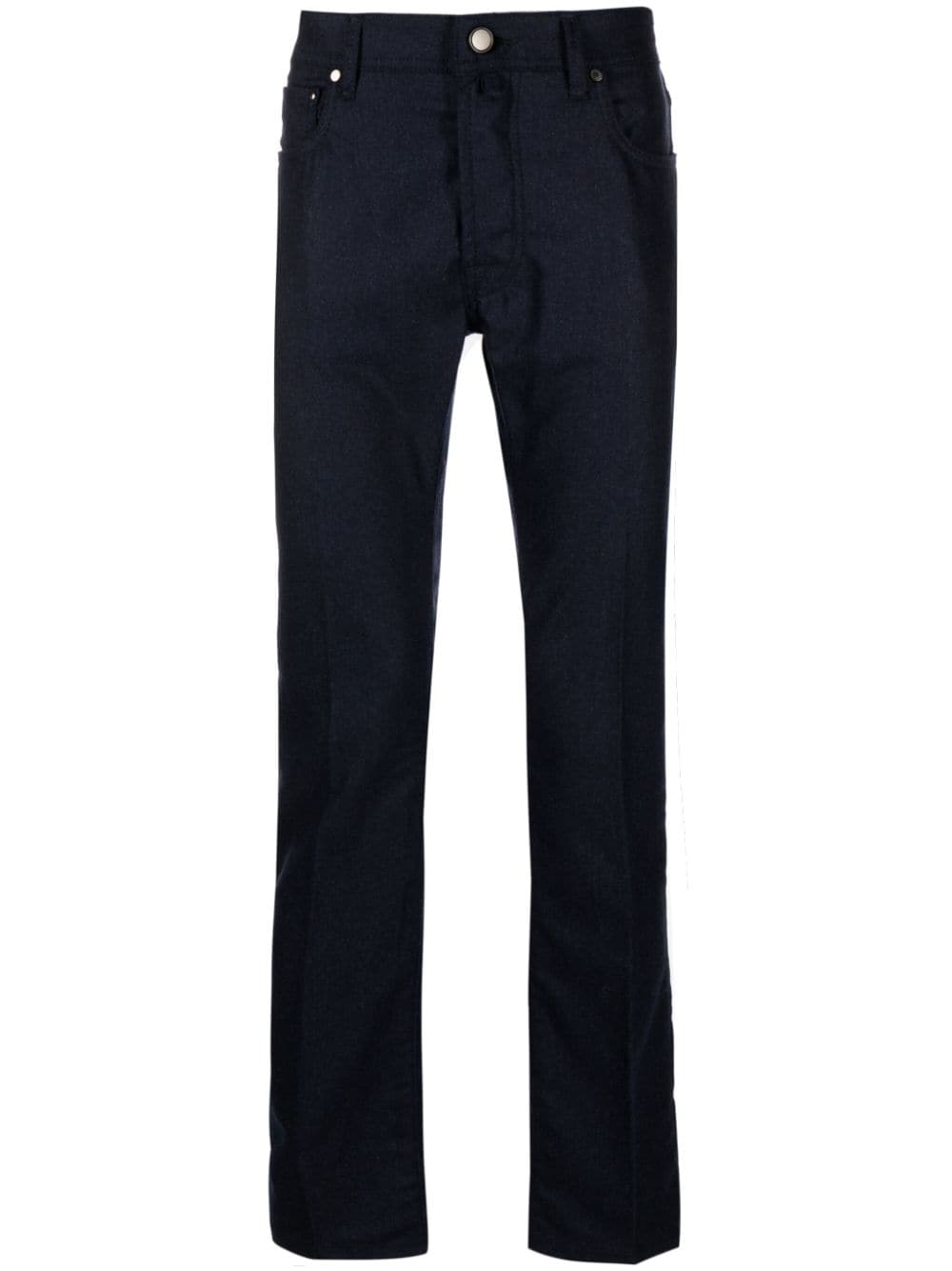 Jacob Cohen Bard Slim-cut Flannel Trousers In Blue