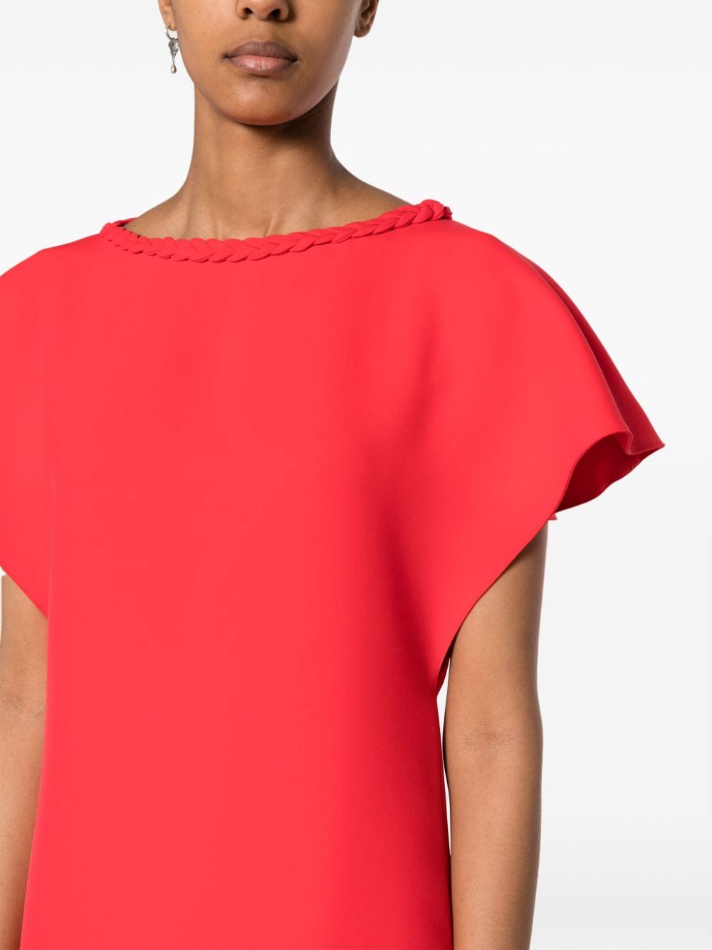 Shop Viktor & Rolf Braid-detail Cap-sleeve Maxi Dress In Red