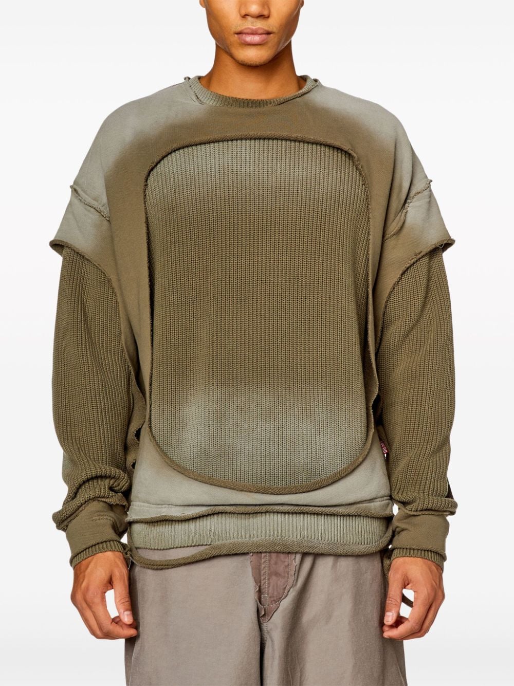 Shop Diesel K-osbert Ripped Cotton Sweatshirt In Green