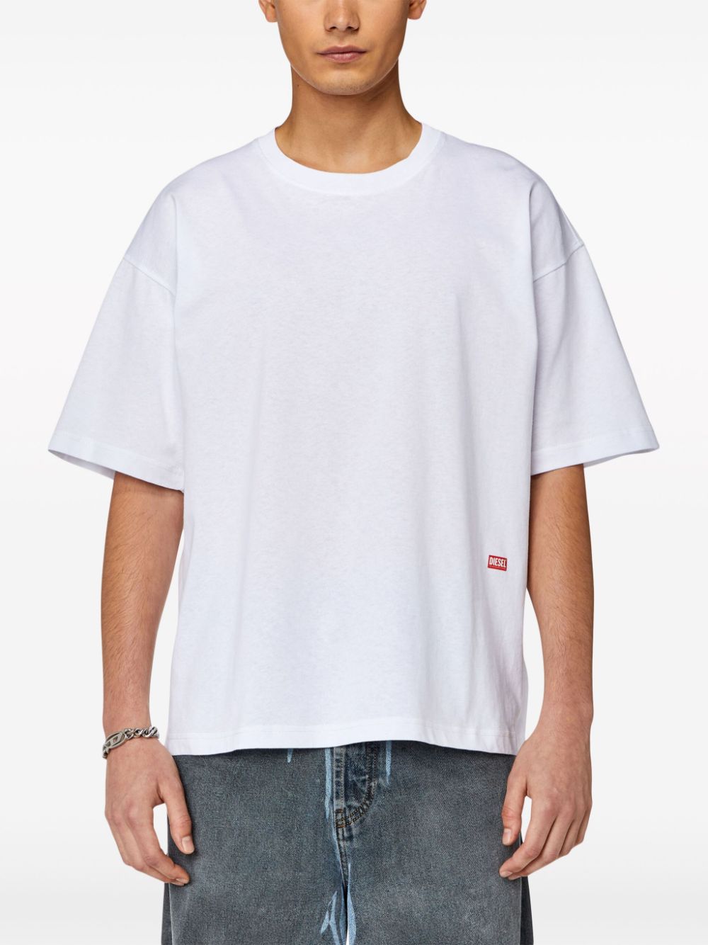 Shop Diesel T-boxt-n11 Cotton T-shirt In White