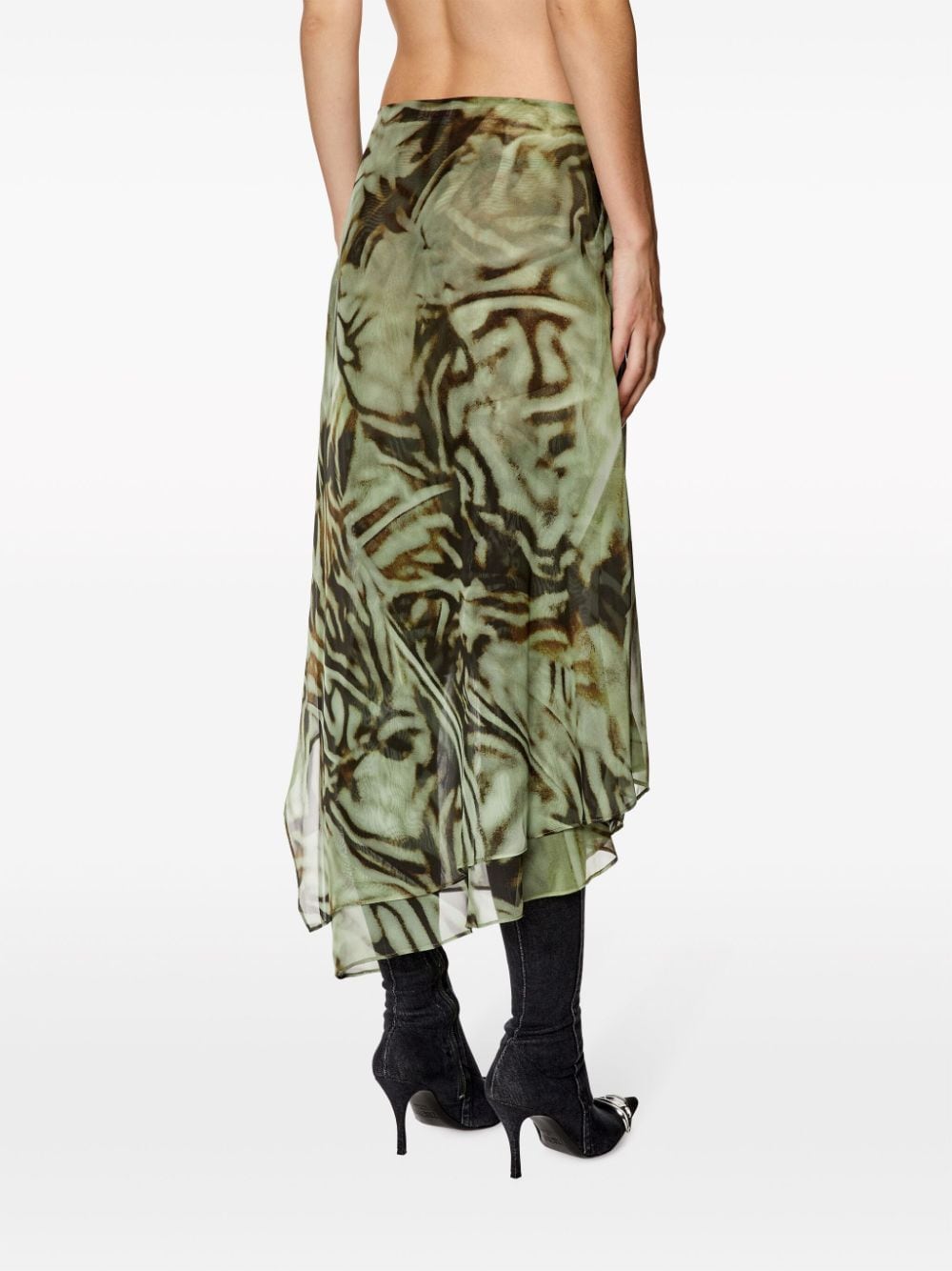 Shop Diesel O-stent Abstract-print Skirt In Green