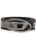Diesel B-1DR Strass leather belt - Black