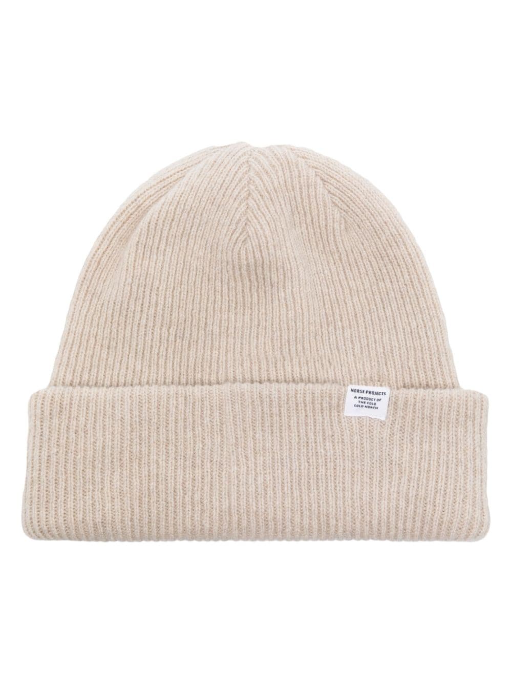 NORSE PROJECTS LOGO-TAG RIBBED WOOL BEANIE