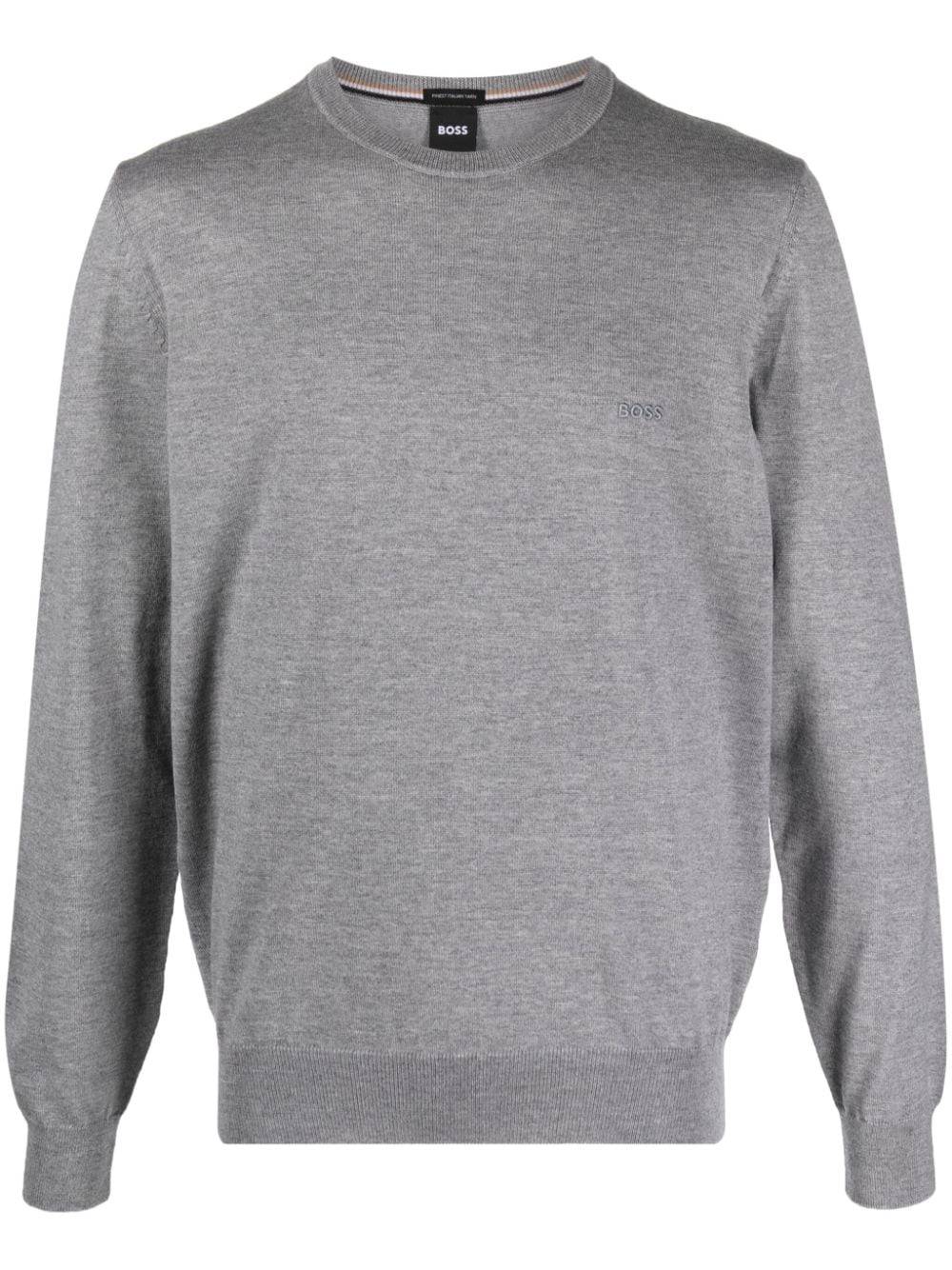 Shop Hugo Boss Fine-knit Virgin Wool Jumper In Grey