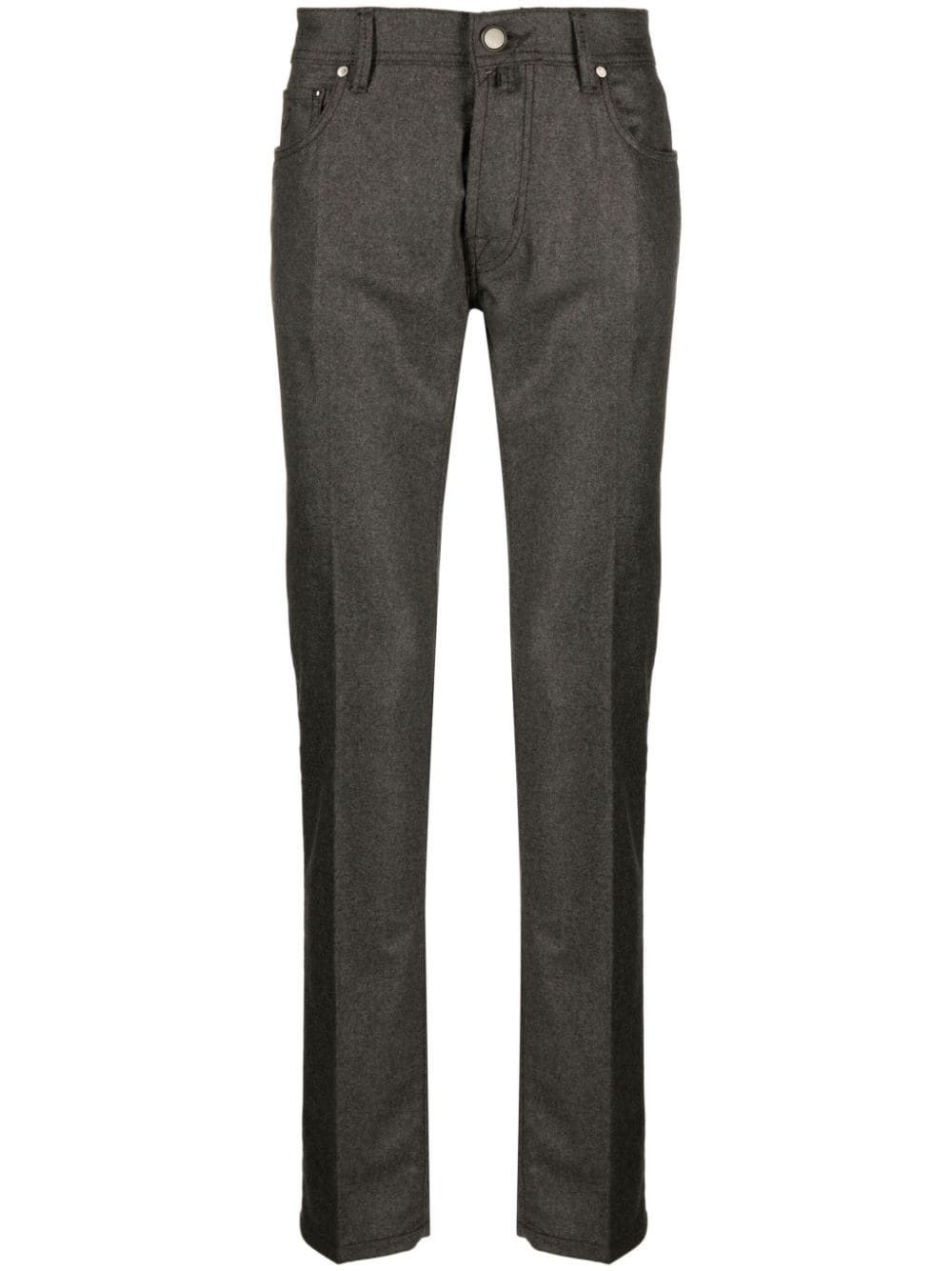 Jacob Cohen Bard Slim-cut Flannel Trousers In Brown