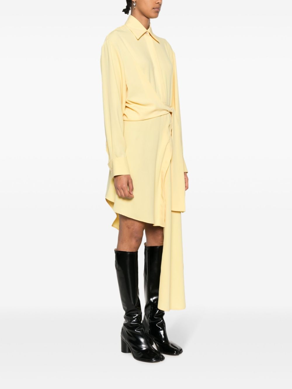 Shop Viktor & Rolf Draped Asymmetric Shirtdress In Yellow