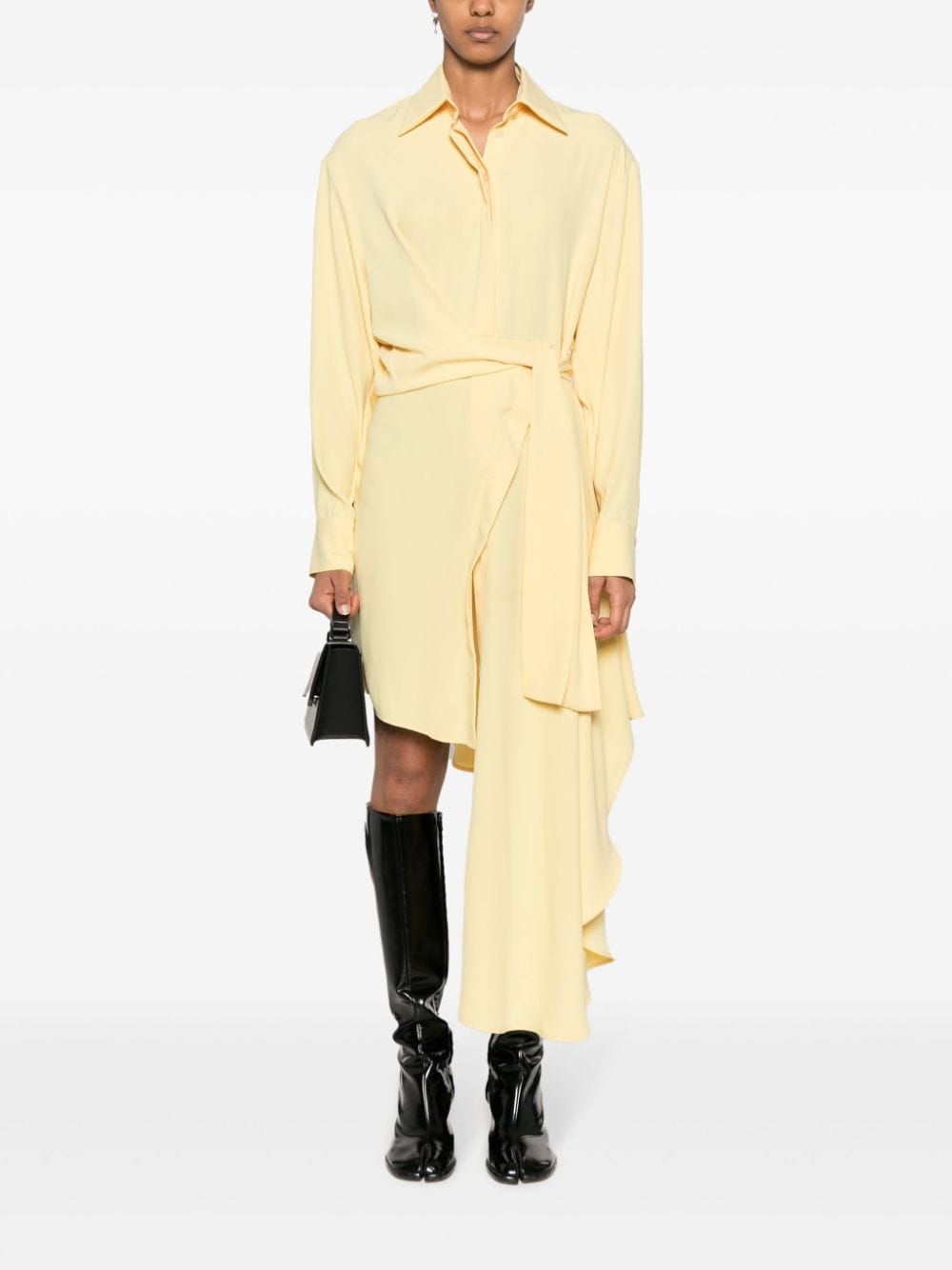 Shop Viktor & Rolf Draped Asymmetric Shirtdress In Yellow