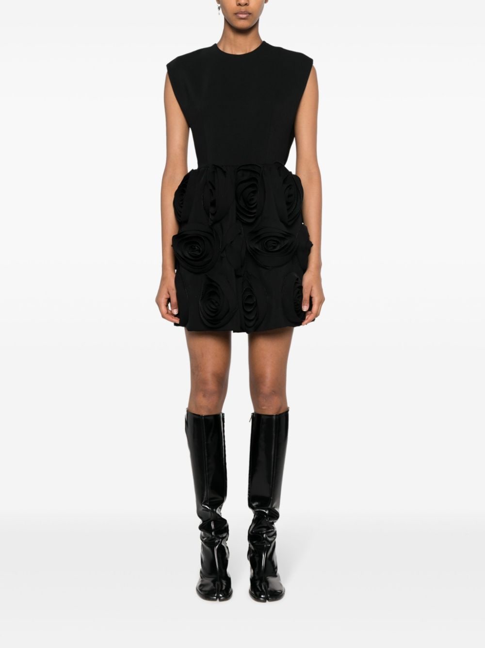 Shop Viktor & Rolf Floral-motif Cut-out Minidress In Black