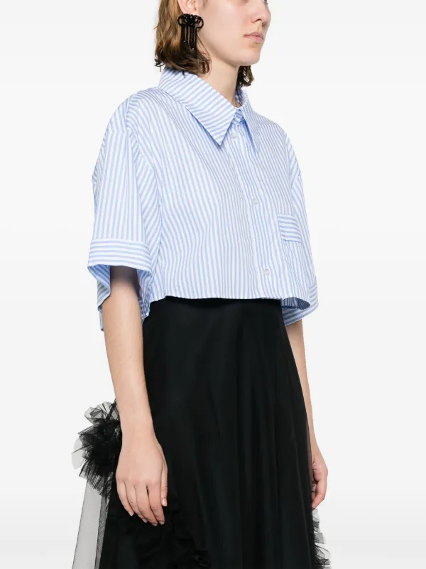 【MODERNIF】Roe Stripe Shirt JP-04APR25-FLAP-POCKET-RED-