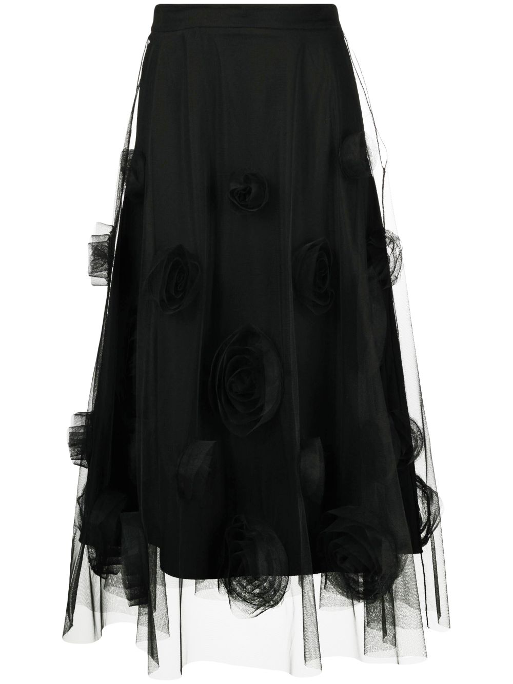 Viktor & Rolf flower-detail tulle midi skirt - Black