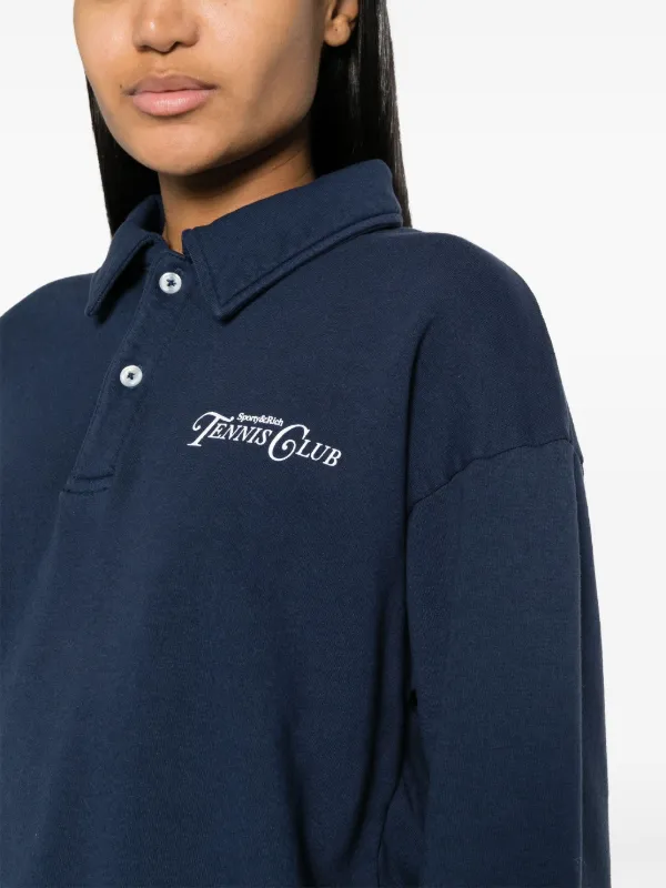 Sporty & Rich logo-print Cotton Polo Top | Blue | FARFETCH