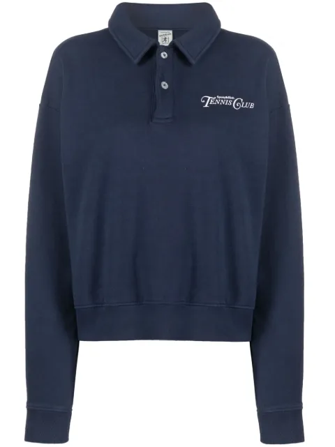 Sporty & Rich logo-print cotton polo top