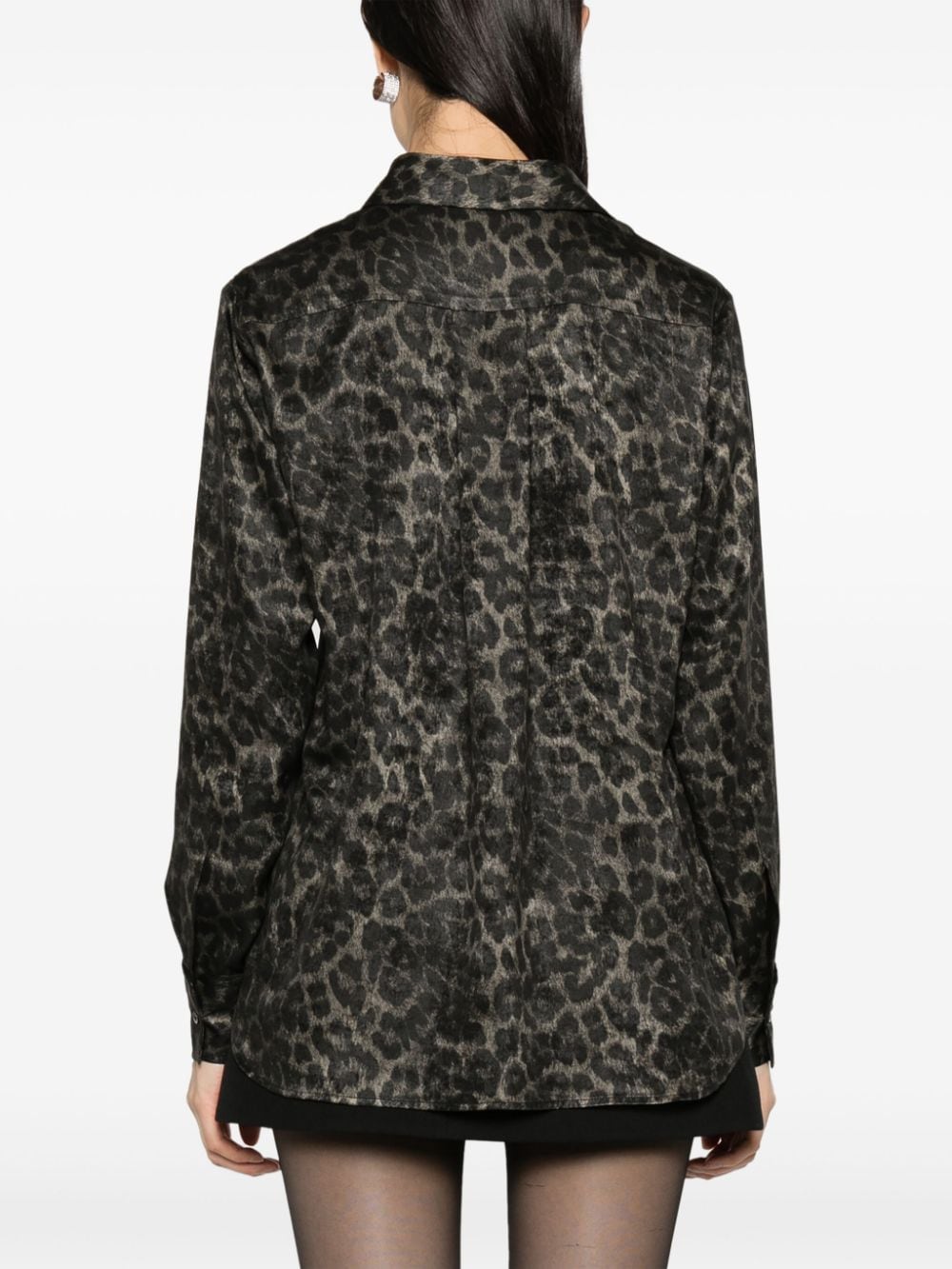 Shop Blanca Vita Leopard-print Satin Shirt In Grey