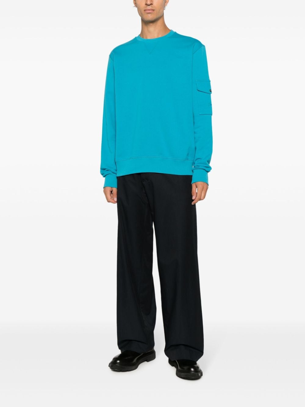 Shop Herno Crew-neck Cotton Sweatshirt In Blue