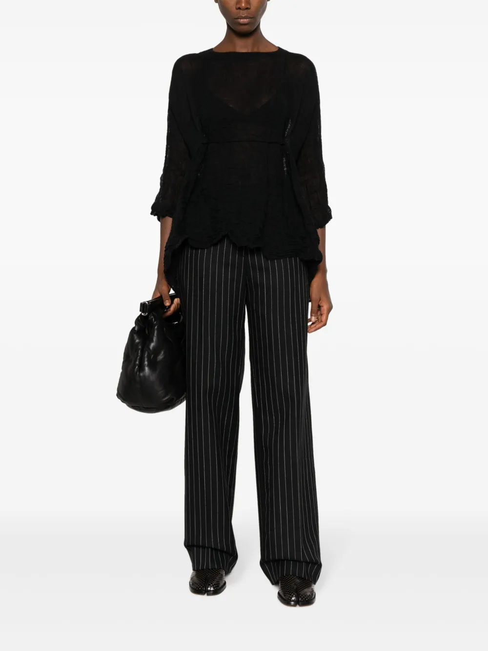 Daniela Gregis semi-sheer linen blouse - Zwart