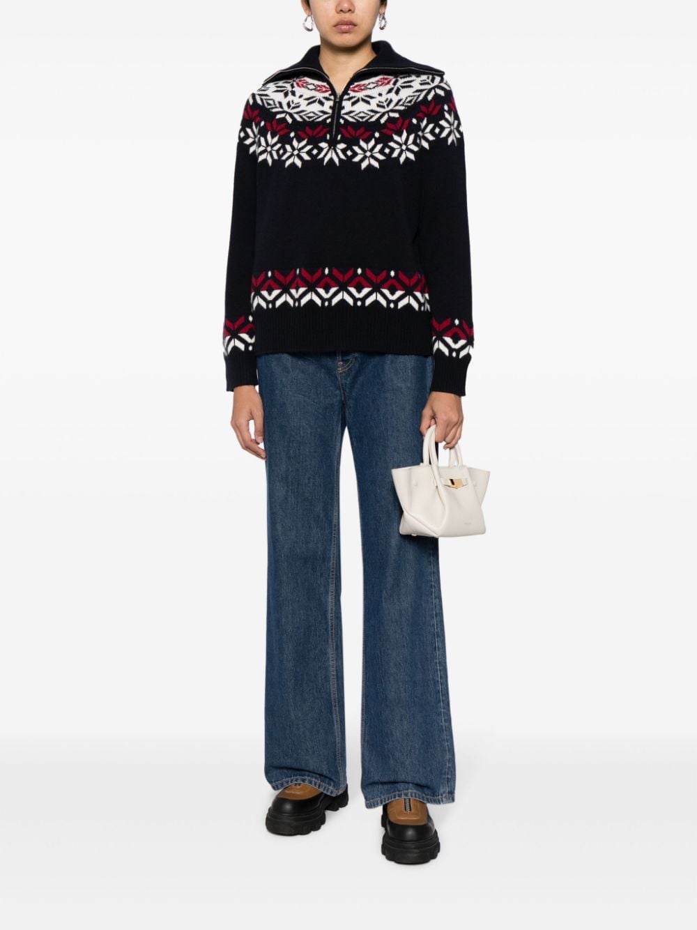 Shop N•peal Fair Isle-knit Cashmere Jumper In Blue