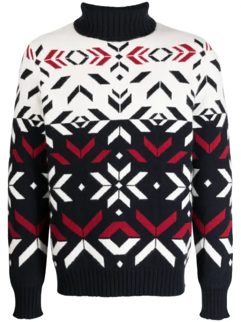 N.Peal roll-neck intarsia-knit jumper 
