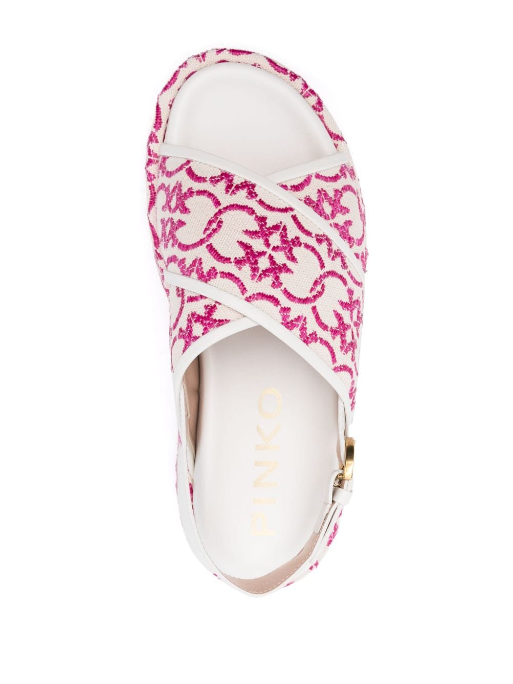 Shop Pinko Flores Embroidered-love Birds Sandals In Pink