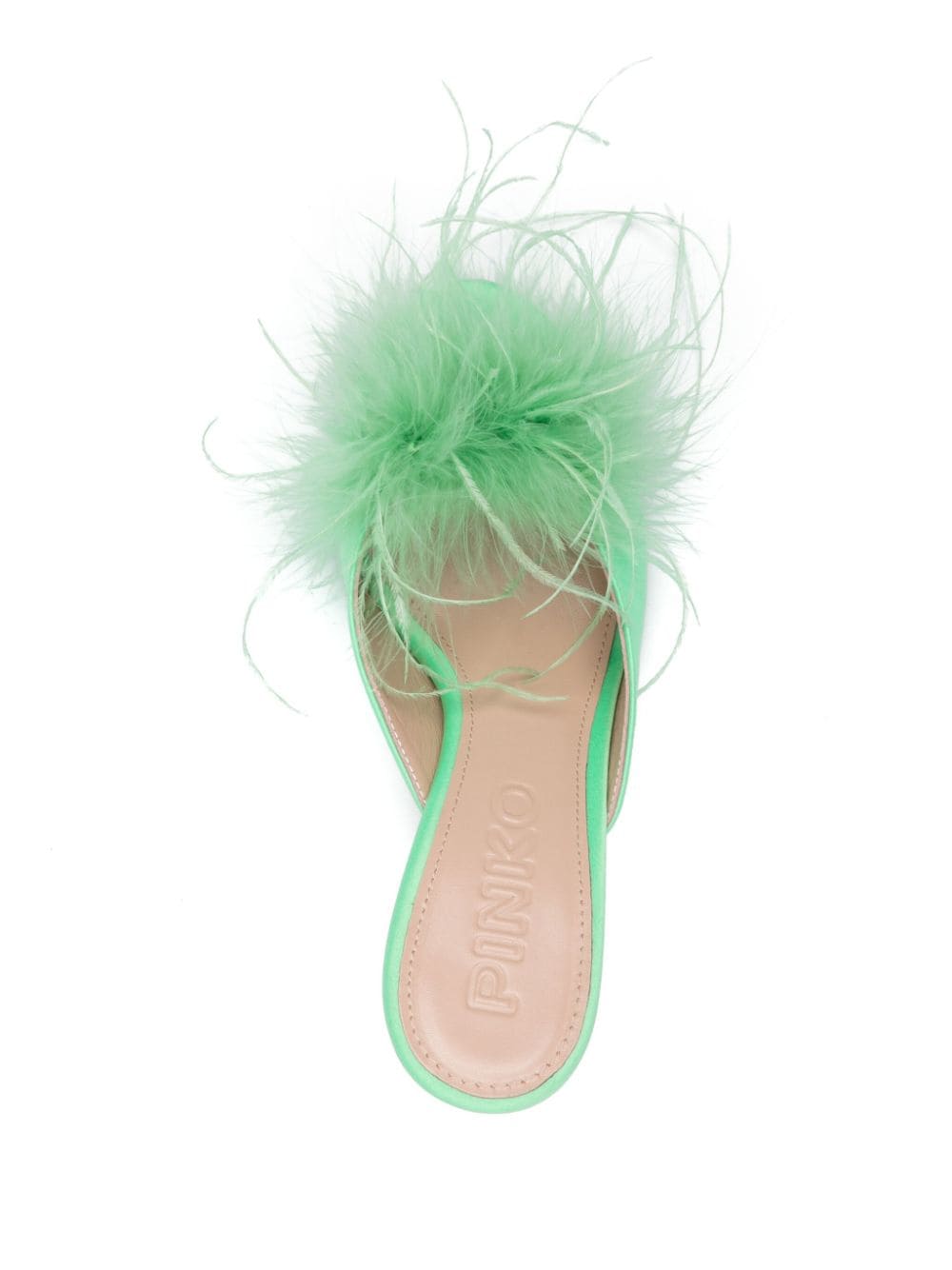 Shop Pinko Feather-detailed Mules In Green