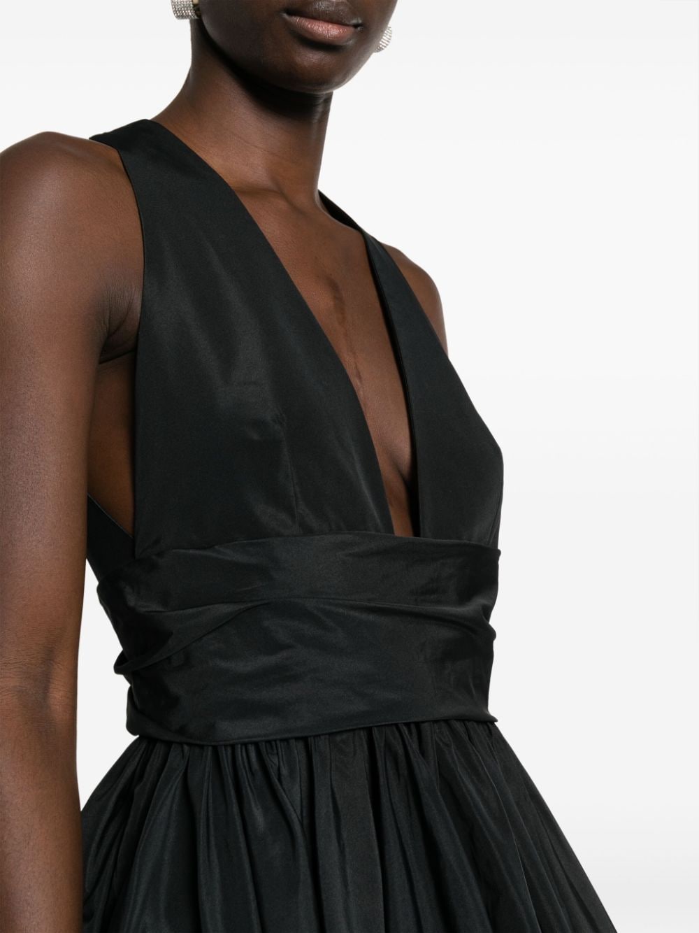 Shop Pinko V-neck Pleated Dress In Black