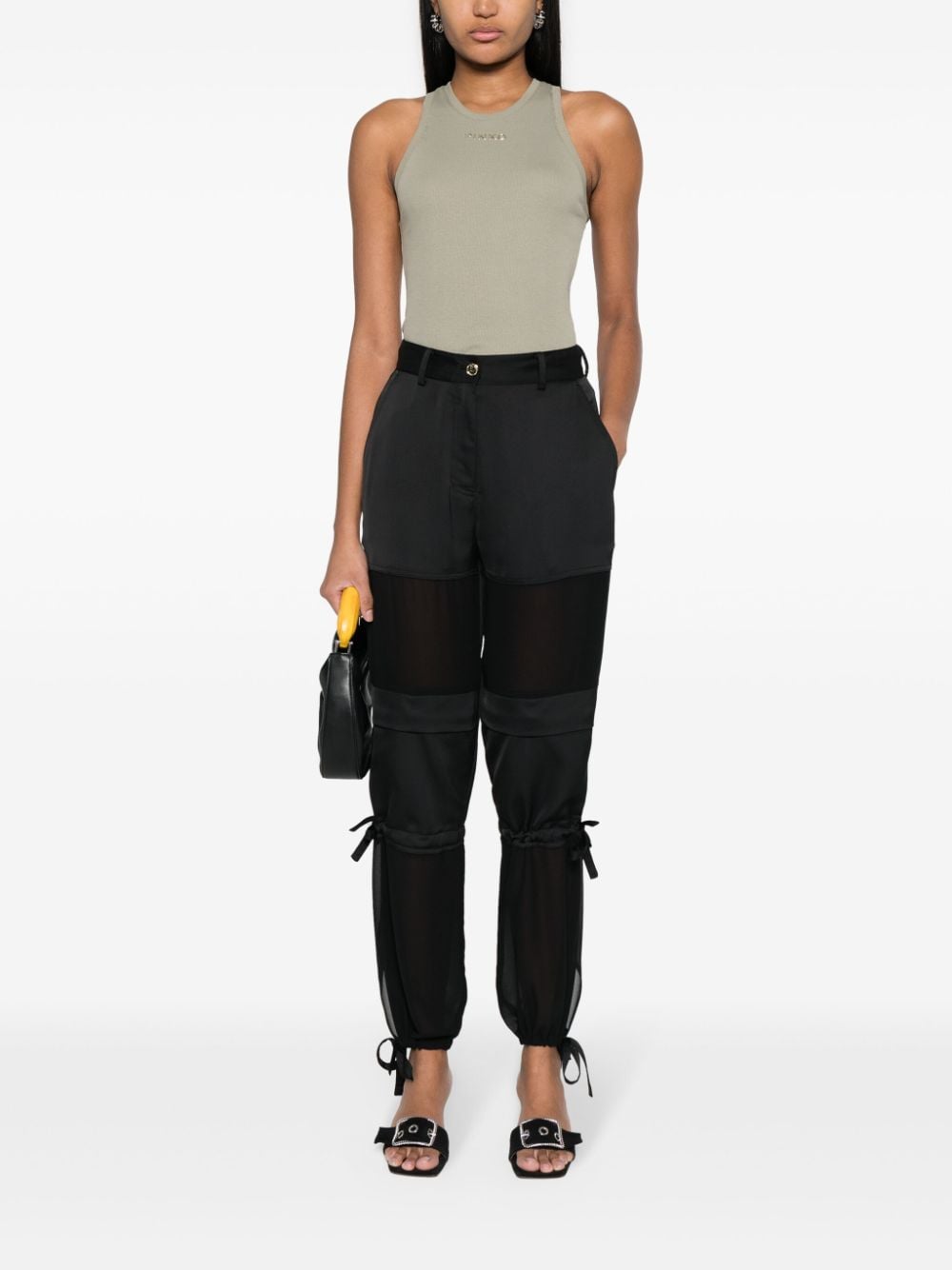 Shop Pinko Panelled Straight-leg Trousers In Black