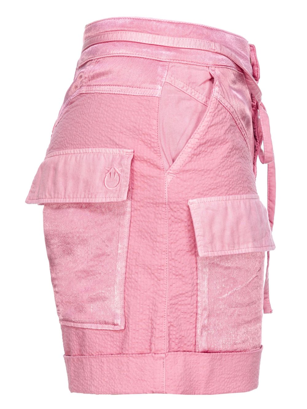 Shop Pinko Pocket-embellished Seersucker Shorts In Pink