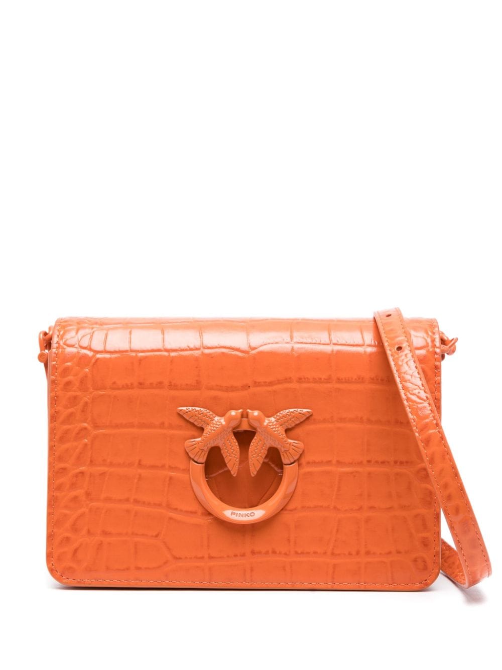 Shop Pinko Mini Love Click Shoulder Bag In Orange