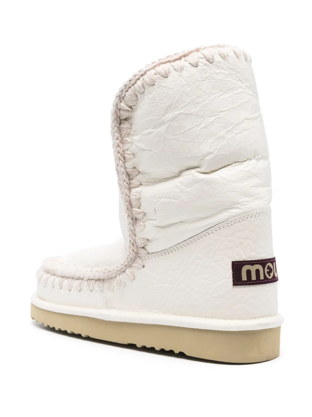 Mou Eskimo 18 crochet-trim metallic-leather boots White