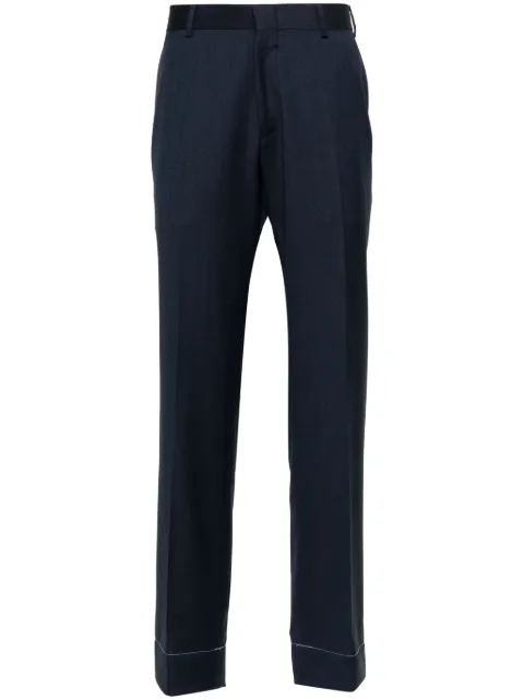 Brioni pressed-crease concealed-fastening tailored trousers