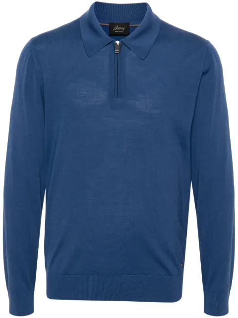 Brioni zip-fastening wool polo shirt