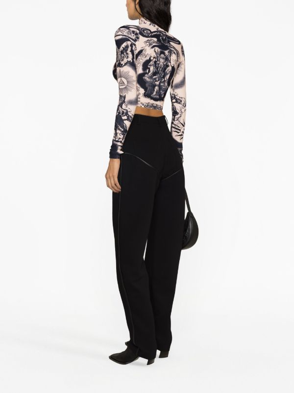 Jean Paul Gaultier tattoo-print zip-up Crop Top - Farfetch