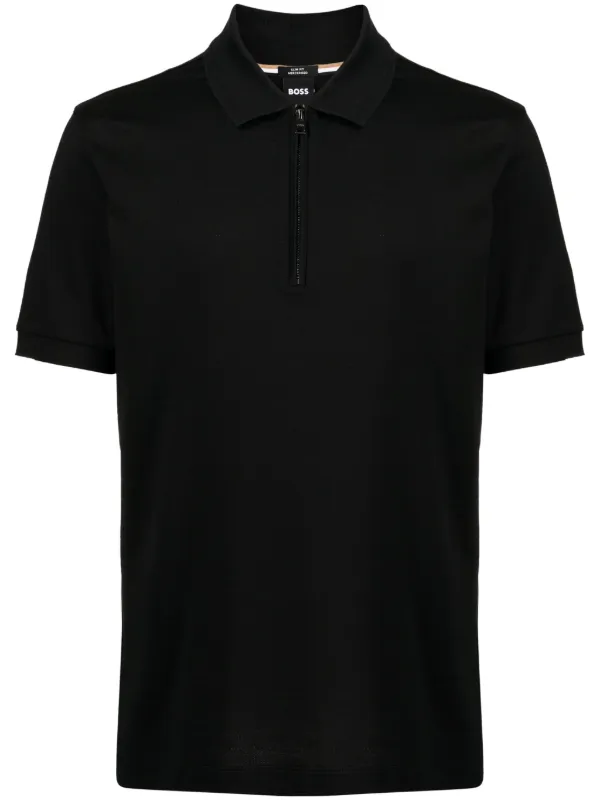 BOSS zip up Cotton Polo Shirt Farfetch