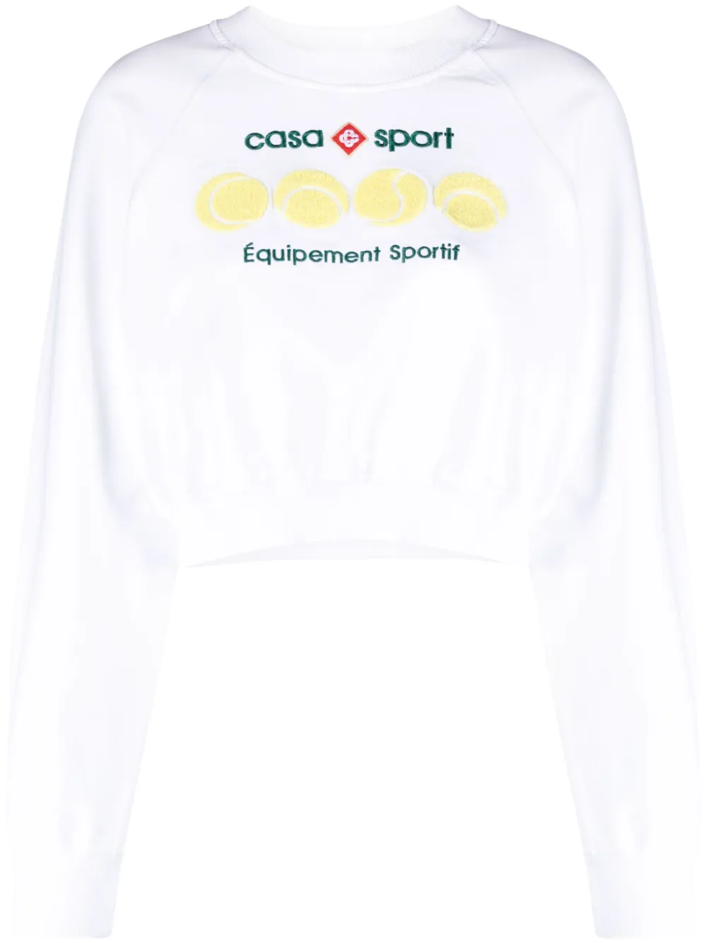 Shop Casablanca Casa Sport Tennis Balls Organic-cotton Sweatshirt In White