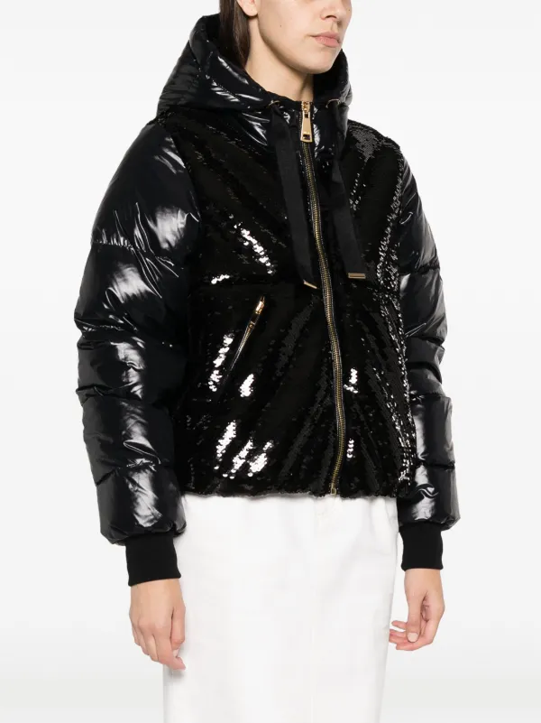 Khrisjoy Puff Glossy Sequins Hooded Jacket | Black | FARFETCH