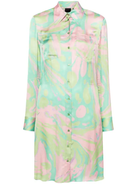 PINKO abstract-print satin shirtdress