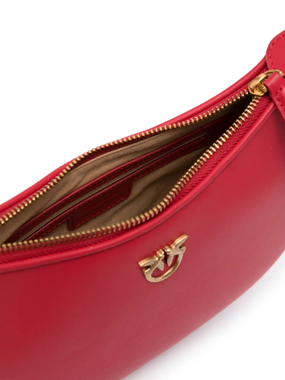 Shop Pinko Love Birds Leather Shoulder Bag In Red